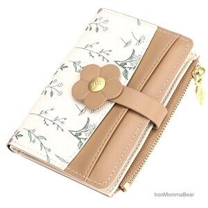 Slim Bifold Wallet RFID Blocking Vegan Leather Floral Classic Minimal Chic